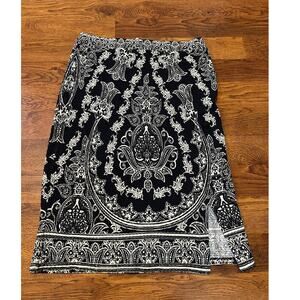 Farm Rio Women’s Abstract Patterned Pencil Skirt – Navy/White – Size XL – NWT